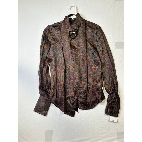 Ralph Lauren Black Label Women’s 100% Silk Dress Button-up Shirt, Size 4, NWT - Picture 1 of 9